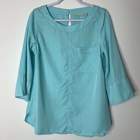 Soft Surroundings Tunic Georgica Blue Top 100% Tencel Size S - Picture 1 of 12